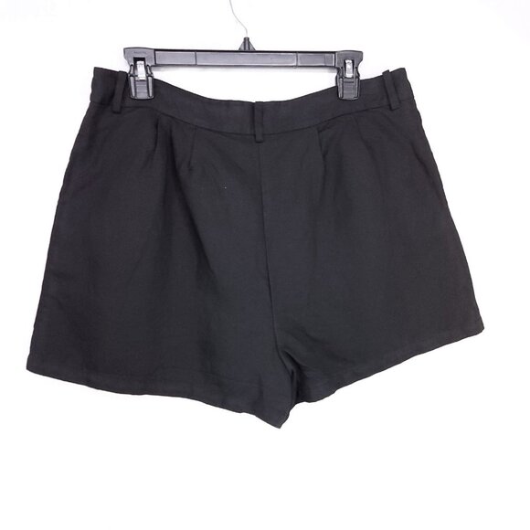 Frame Linen Blend Shorts Size 12 High Rise Black Pleated with Pockets 3" - Picture 2 of 12